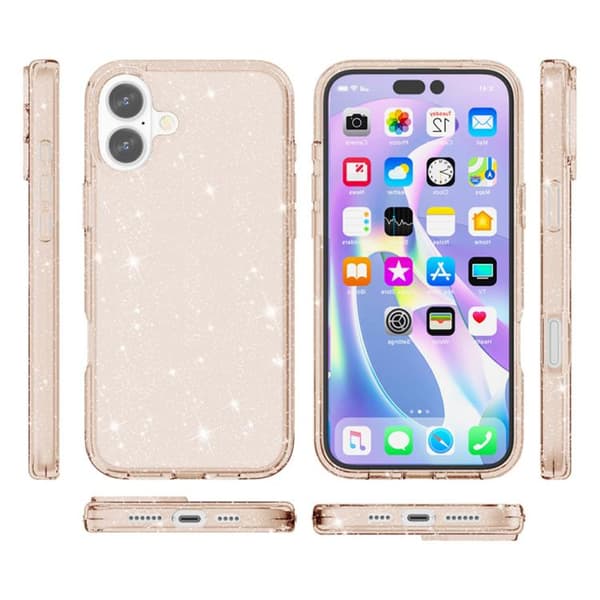 iPhone 17 Shockproof Skal med Glitterpulver Terminator Guld