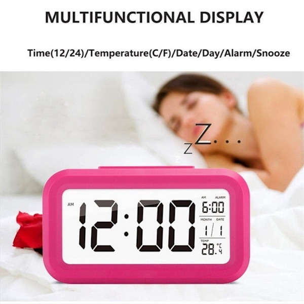 Temperaturtyp Lazy Snooze Alarm Mute Bakgrundsbelyst Elektronisk Klocka (Vit)