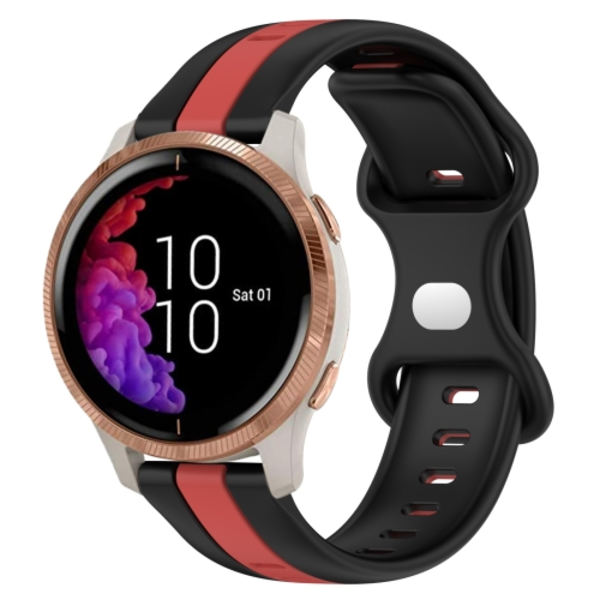 För Garmin Venu 20 mm Butterfly Spänne Tvåfärgad watch Black-Red