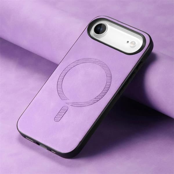 iPhone 17 Air Skal - Solid Color Retro med MagSafe PU Baksida Purpur