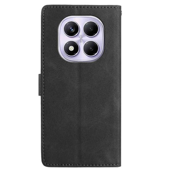 Redmi Note 14 Pro 4G - Embossed Feather Leather Mobilskal med Skinnkänsla Svart