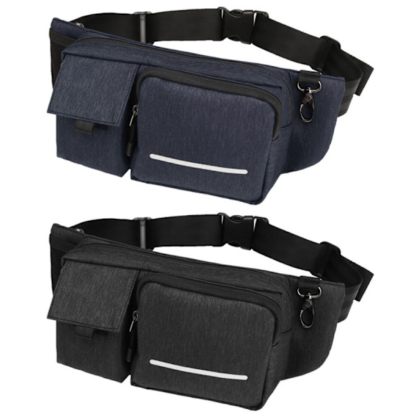 Multifunktionell vattentät midjeväska utomhus casual crossbody väska Svart