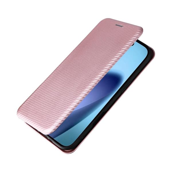 iPhone 17 Air Skal läderfodral - kolfibertextur Rosa