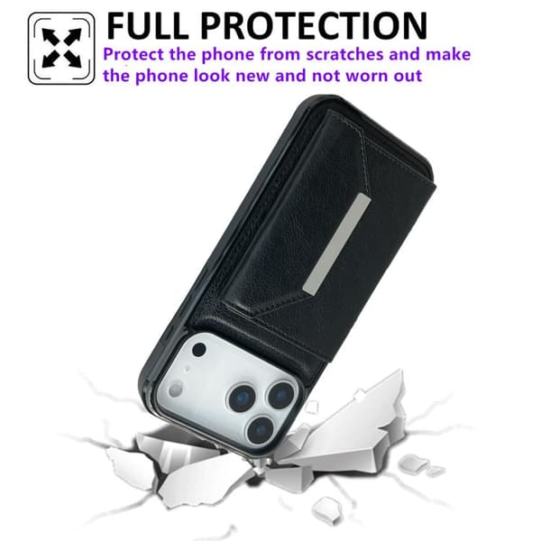 iPhone 18 Pro / iPhone 17 Pro Skal med Solid Färg och Metallspänne för Kortfack Svart