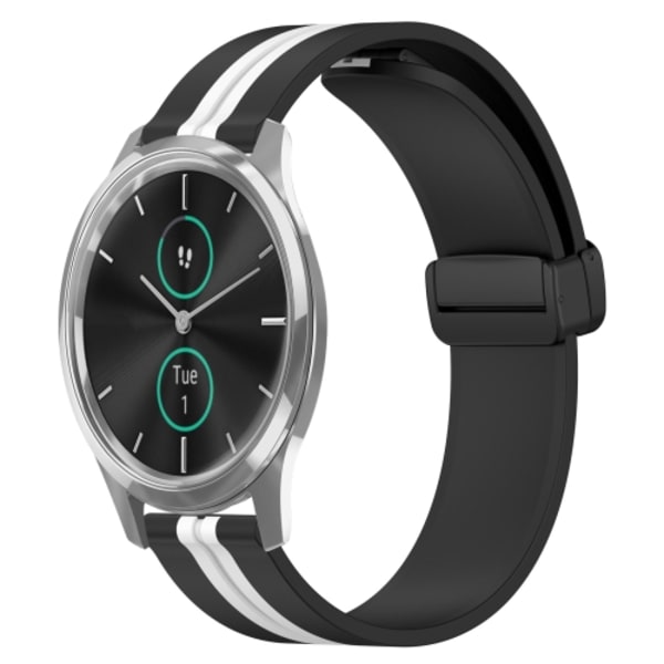 För Garminmove Luxe 20 mm vikbart magnetiskt lås watch Black-White