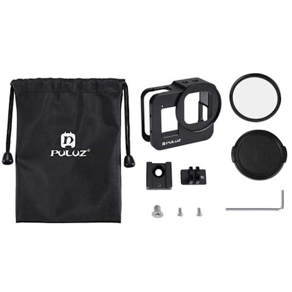 Hölje Skyddande fodral CNC Aluminiumlegering Skyddande bur med 52mm UV-objektiv för GoPro HERO8 Black