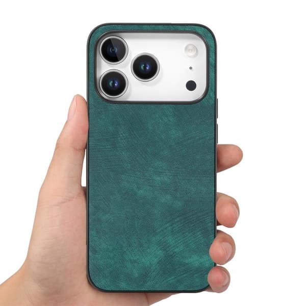 iPhone 18 Pro / iPhone 17 Pro Vintage Läder PC Bakskydd Skal Grön