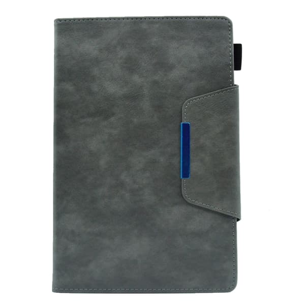 Samsung Galaxy Tab A7 Lite Suede Cross Texture Läderfodral med Magnetlås Grå