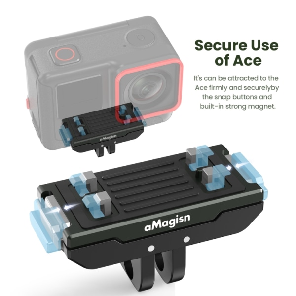AMagisn Metall Magnetisk Snabbkoppling + Topplock, För Insta360 Ace / Ace Pro / X3 / X2 / GoPro HERO12 Black