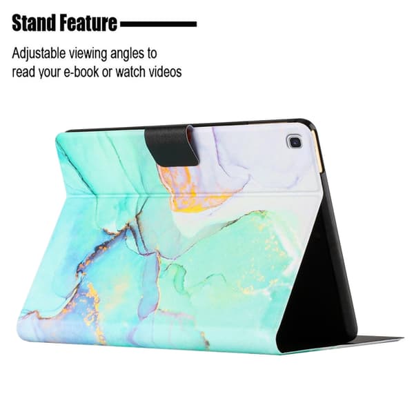 Samsung Galaxy Tab A7 Lite T220 Marble Mönster Smart Läderfodral Grön