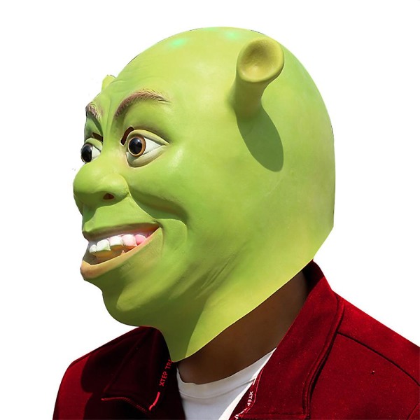 Halloween Grön Shrek Latex Huvudmask Monster Cosplay Karnevalsfest Rekvisita Nyhet Fancy Dress Up Kostymtillbehör