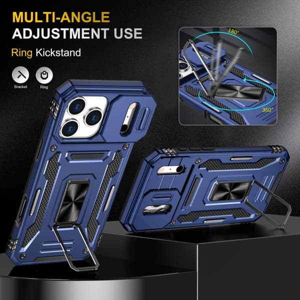 iPhone 18 Pro / iPhone 17 Pro Skal med Armor PC + TPU Kameraskydd Marinblå
