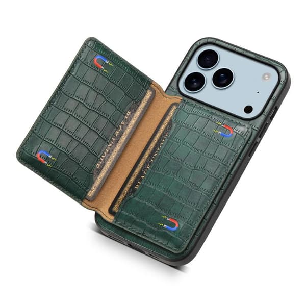 iPhone 18 Pro Max / iPhone 17 Pro Max Skal med Krokodiltextur och Fullt Skyddande Design Grön
