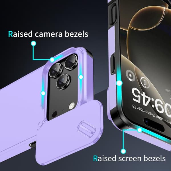 iPhone 18 Pro / iPhone 17 Pro Skal med Sliding Camshield TPU + PC Purpur