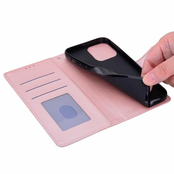 iPhone 18 Pro Max / iPhone 17 Pro Max Skal läderfodral - präglat rutmönster Rosa