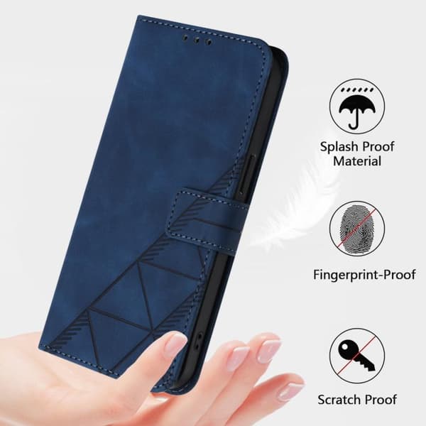 Redmi Note 14 Pro 5G Global - 3D Prägad Flip Läderfodral med Axelkors Blå