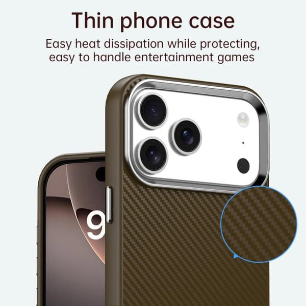 iPhone 18 Pro Max / iPhone 17 Pro Max Skal - Kolfiber Series IMD Brun