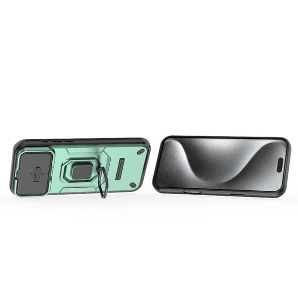 iPhone 18 Pro / iPhone 17 Pro Skal med Sliding Camshield TPU + PC Stötsäker med Hållare Grön