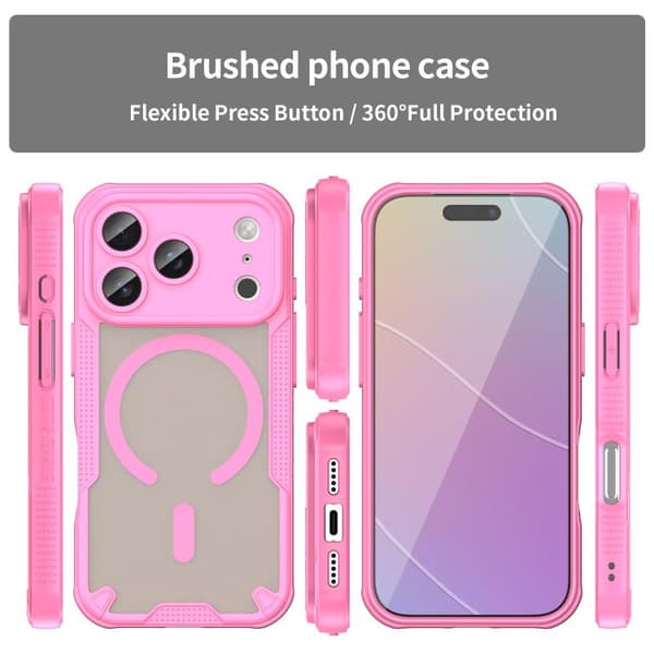 iPhone 18 Pro Max / iPhone 17 Pro Max Skal med Armor Glaze MagSafe Magnetisk Design Rosa