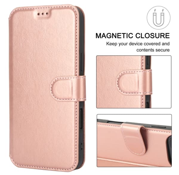 iPhone 16 Pro Shockproof PU + TPU Skal - Hållbart Fodral Läder Roséguld