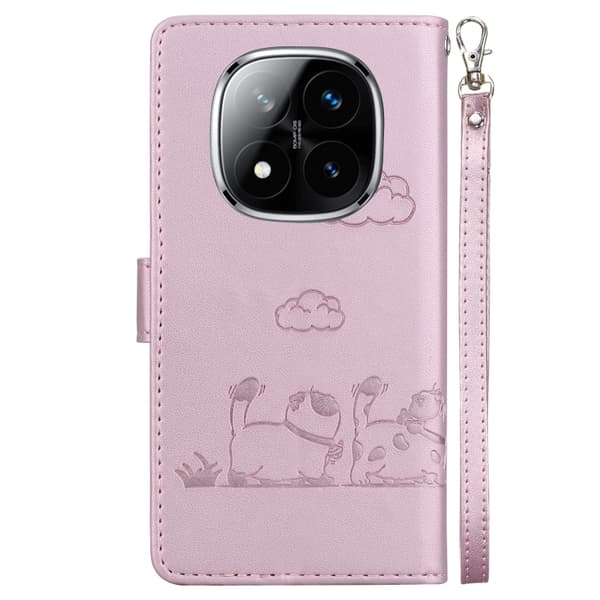 Redmi Note 14 Pro / Note 14 Pro+ 5G Söt Katt RFID Läder fodral Roséguld