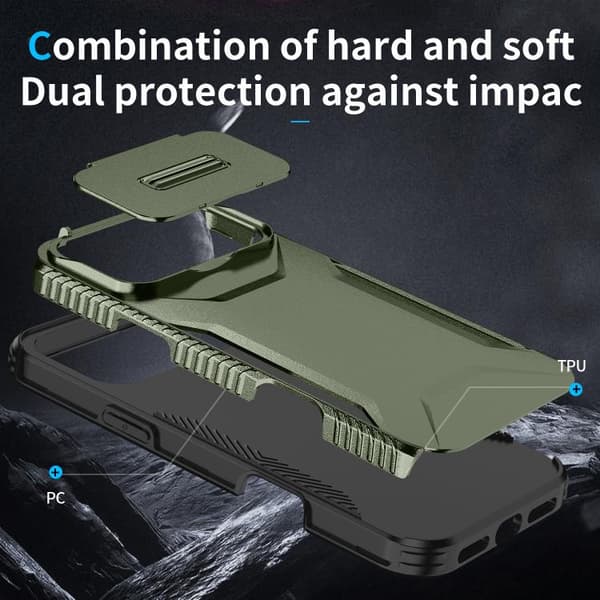 iPhone 18 Pro Max / iPhone 17 Pro Max Skal med Sliding Camshield Alpingrön