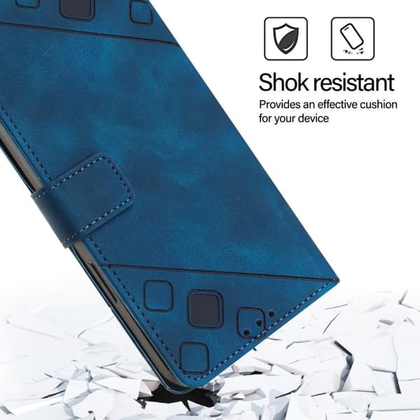 iPhone 17 Air Skal läderfodral - embossad läder med skinnkänsla Blå