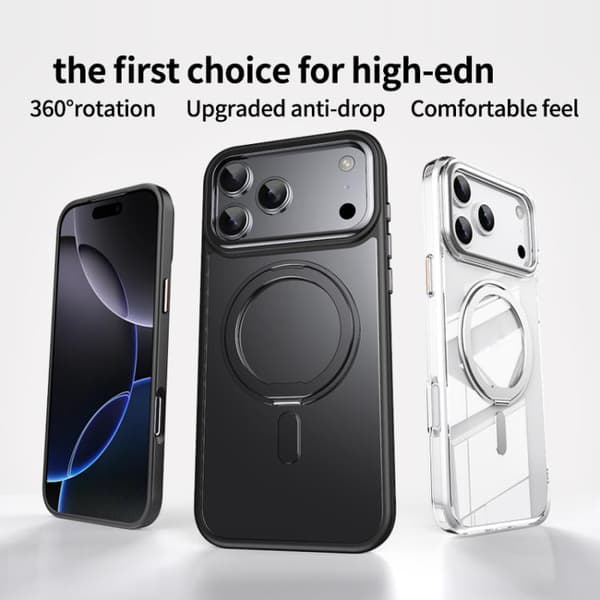 iPhone 18 Pro Max / iPhone 17 Pro Max Frostad 360 Grad MagSafe Magnetisk Hållare Skal Silver