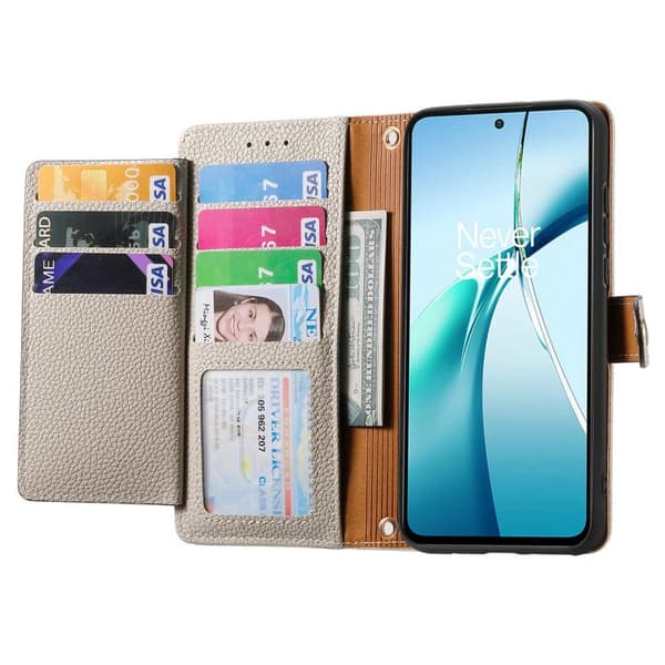 Redmi Note 14 4G - Läderfodral med Kärlek Zipper Lanyard Grå