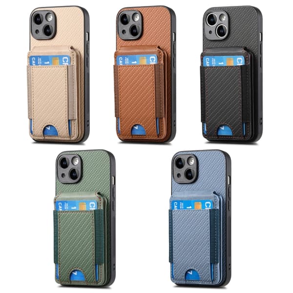 iPhone 18 Pro Max / iPhone 17 Pro Max Skal - Kolfiber med Vertikal Flip och Ställfunktion Svart