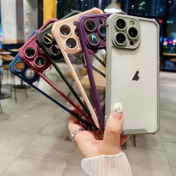 iPhone 16 Pro Max Skal med Stötsäker Akryl och Linsskyddsglas Svart