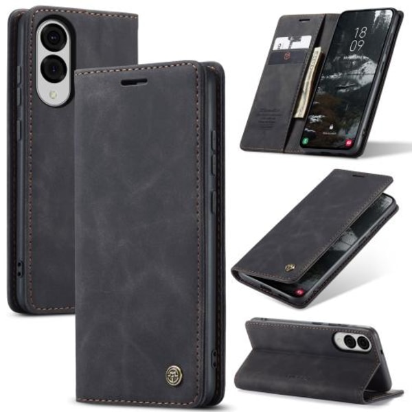 Samsung Galaxy S25 Edge 5G Skal CaseMe 013 Multifunktionell Horisontell Flip Läder Svart
