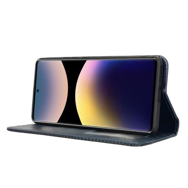 Redmi Note 14 Pro 4G - Magnetisk Spänne Retro Textur Läder fodral Blå