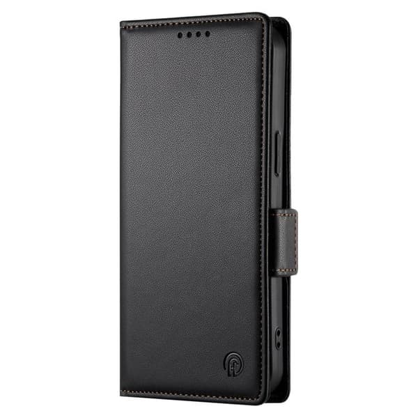 iPhone 18 Pro Max / iPhone 17 Pro Max Skal läderfodral med sidobuckle - magnetisk frostad läder Svart