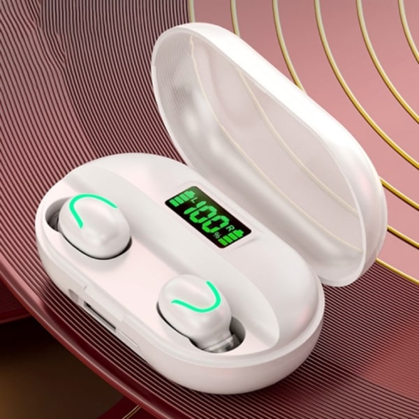 T2 Bluetooth 5.0 TWS Touch Digital Display True Wireless Bluetooth-hörlurar med laddningsbox Vit