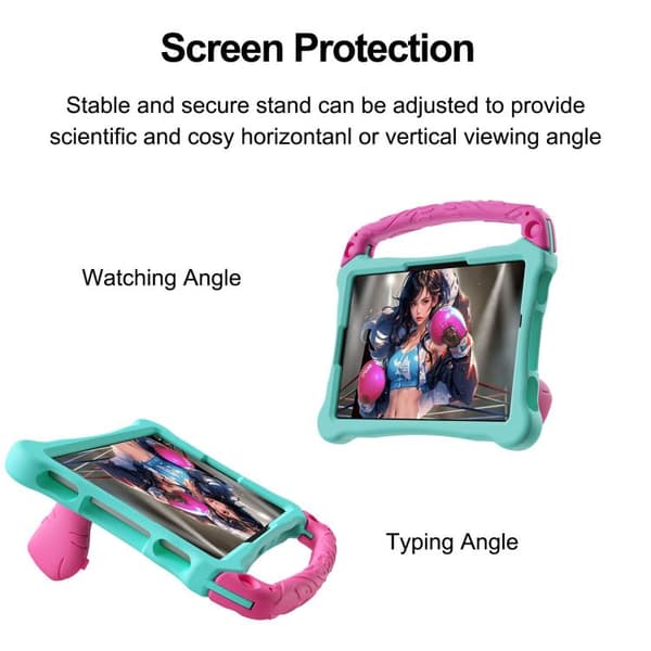 Samsung Galaxy Tab S8 Shockproof Kickstand Case med Axelrem Mynta Ros Röd