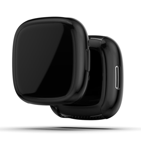 För Fitbit Versa 4 Full Coverage TPU galvanisering Watch Case Black