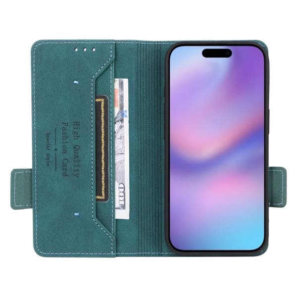 iPhone 17 Skal Läderfodral med Magnetlås Grön