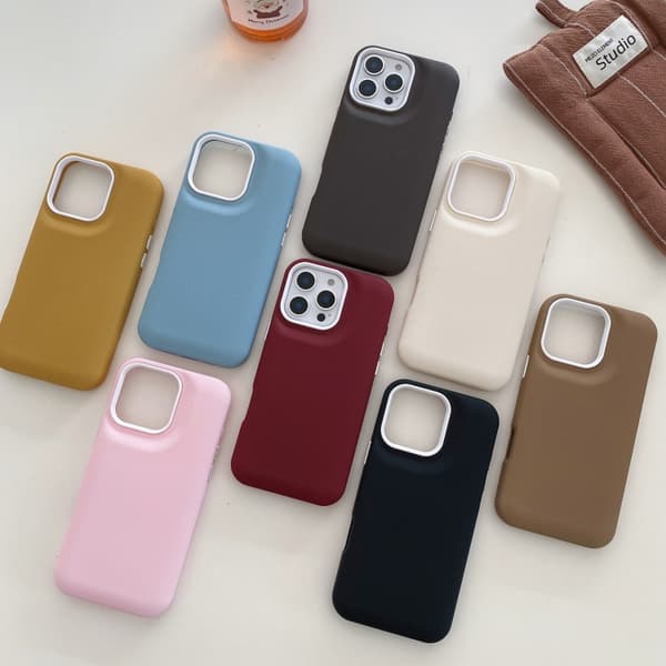 iPhone 16 Pro Max Fodral Lädertextur - Elegant och Skyddande Skal Rosa