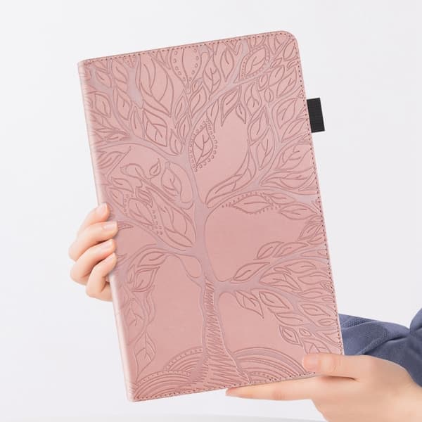 iPad Pro 11 2024 Skal - Tree Life Series Prägad Smart Läderfodral Roséguld