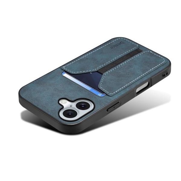 iPhone 17 Skal med elastisk kortfack - PU Blå