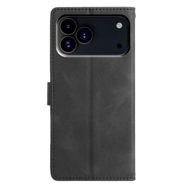 iPhone 18 Pro / iPhone 17 Pro Trianglar Prägling Skal Läderfodral Svart