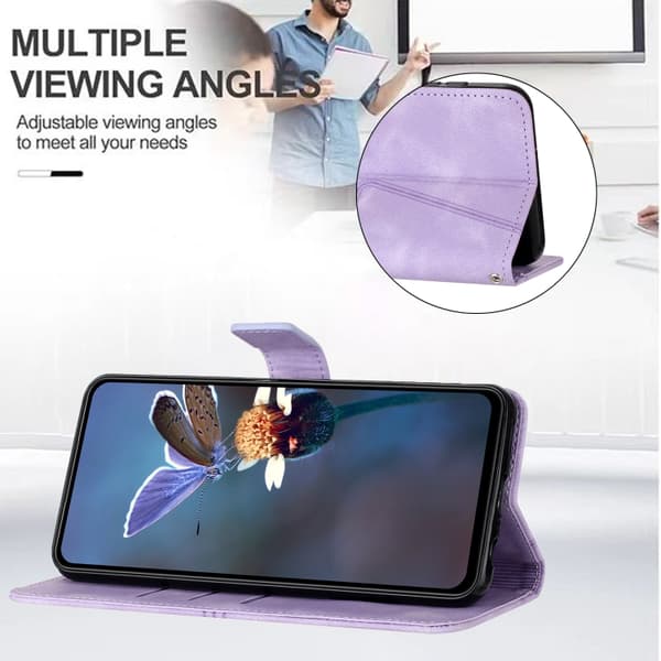 Redmi Note 14 5G - Triangulär Solid Färg Läder fodral Purpur