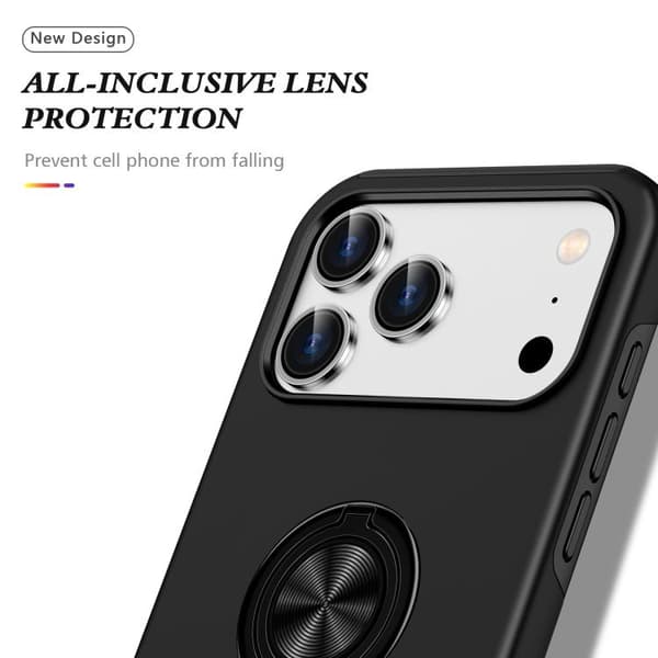iPhone 17 Pro Max Skal - PC + TPU med osynlig ringhållare Svart