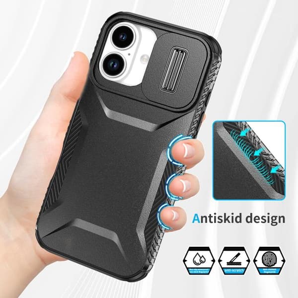 iPhone 17 Skal med Glidande Camshield Svart