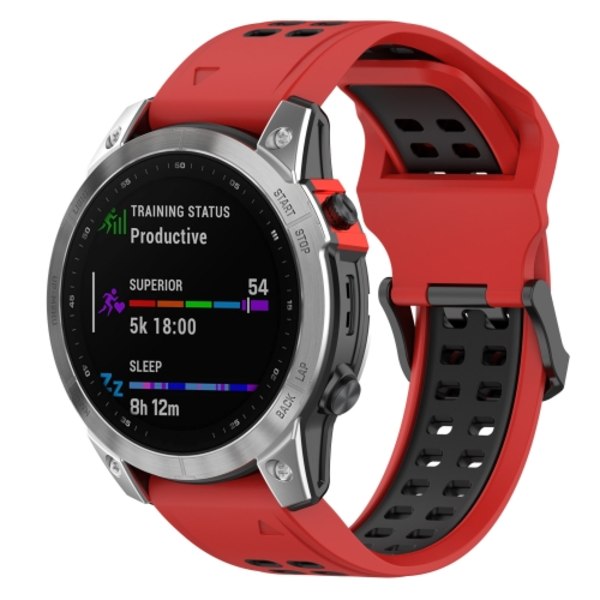 För Garmin Enduro / Coros Vertix 2 26mm Quick Release Double Row Silicone Watch Band Red Black