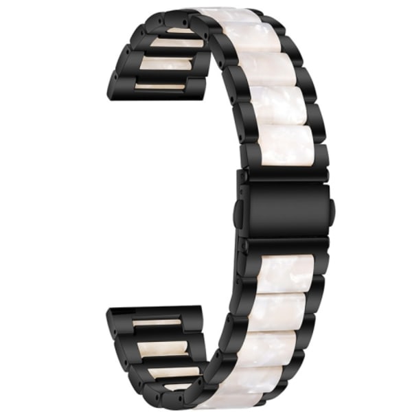 För Huawei Watch 3/3 Pro/Garmin Venu 2 22mm Universal 3-pärlor i rostfritt stål + watch i harts Black-Pearl White