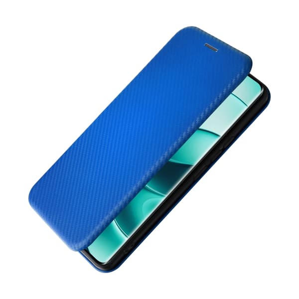 Redmi Note 14 Pro 4G Global - Flip Läderfodral med Kolfibertextur Blå