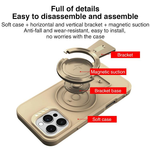 iPhone 16 Pro Y-formad MagSafe Robust Stötsäker Skal Grå