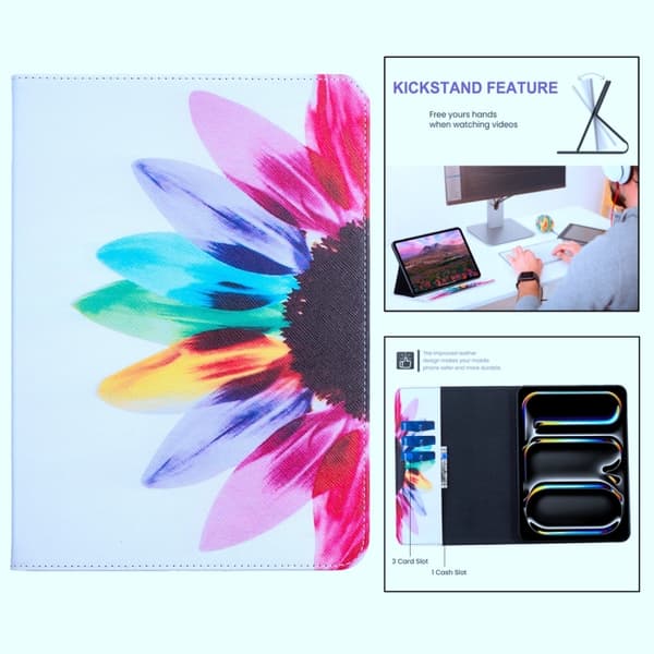 Samsung Galaxy Tab A9 / A11 Färgglad Läderfodral Solros